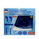 SET DE RIDEAUX SATINES 5 ACCESSOIRES COULEUR : BLEU FONCE