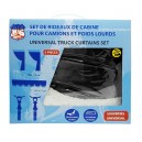SET DE RIDEAUX SATINES 5 ACCESSOIRES : NOIR