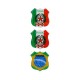 MINI ECUSSON ADHESIF A RELIEF ITALIA x2 + BRASIL x1 (48 x 52 mm)