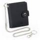 PORTEFEUILLE EN CUIR NOIR 11 X 9,5CM AVEC CHAINE 45CM PROTEC RFID