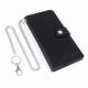 PORTEFEUILLE EN CUIR NOIR 18,5 X 9,5CM AVEC CHAINE 45CM PROTEC RFID