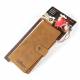 PORTEFEUILLE EN CUIR MARRON 18,5 X 9,5CM AVEC CHAINE 45CM PROTEC RFID